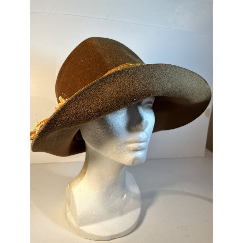 Vintage Jan Leslie Brown Hat Imported Velour Mod Theater Cosplay READ - Picture 4 of 11